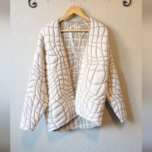 lululemon athletica Cream and Tan Quilted Open Cardigan